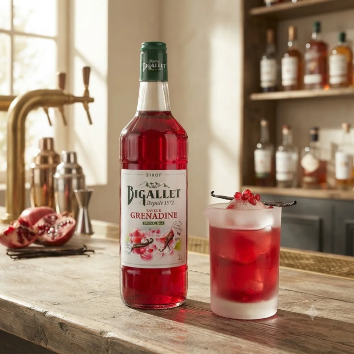 Sirop de Grenadine Spécial Cocktail – Notes de Fruits Rouges – Bouteille 1L